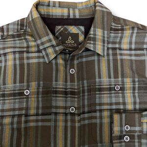 Prana Men's Medium Button Long Sleeve Plaid Shirt